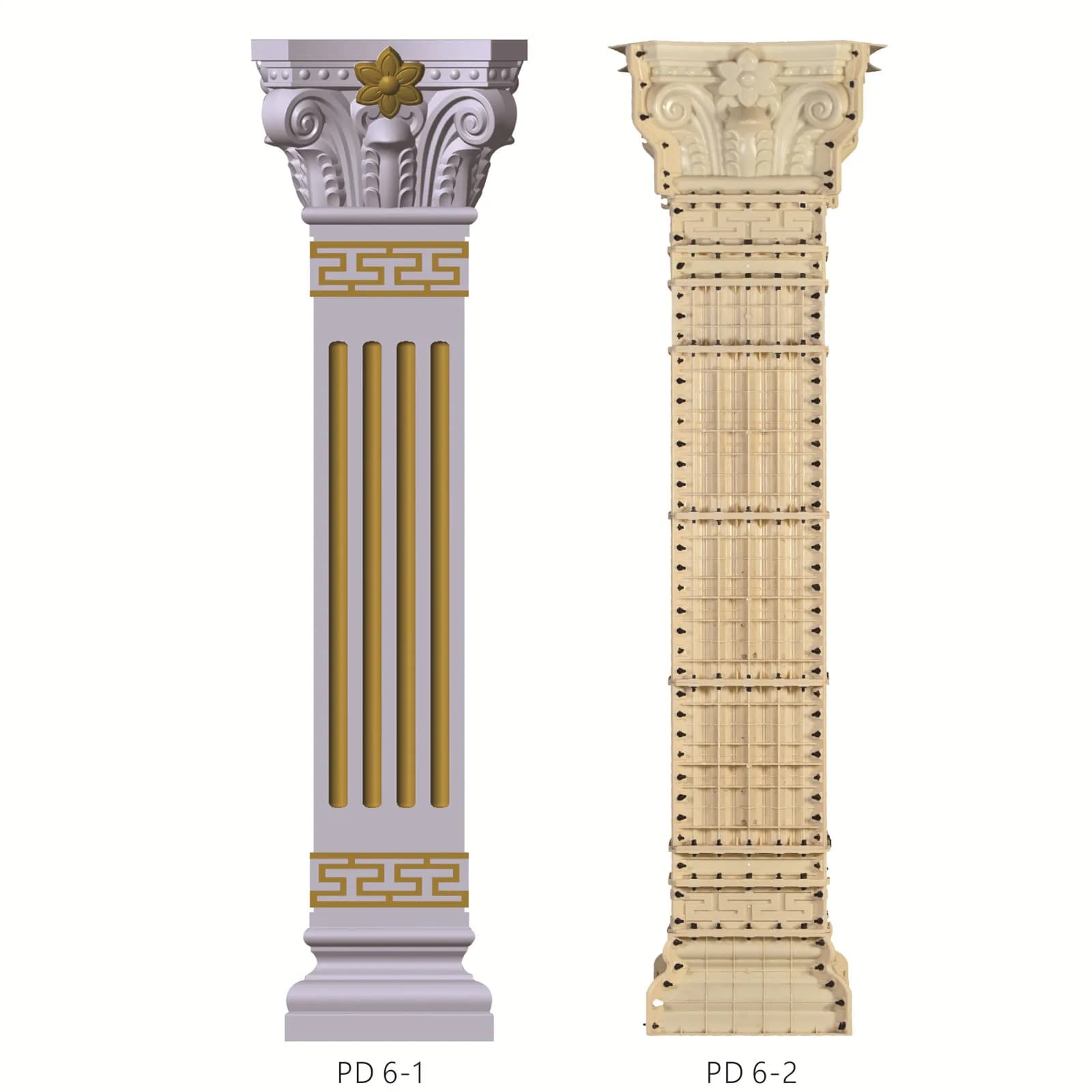 ABS Plastic Concrete Square Pillar Mold, 30cm x 370cm, 12Inches x 12Feet, Vertical Strips for Garden Villa, Home House