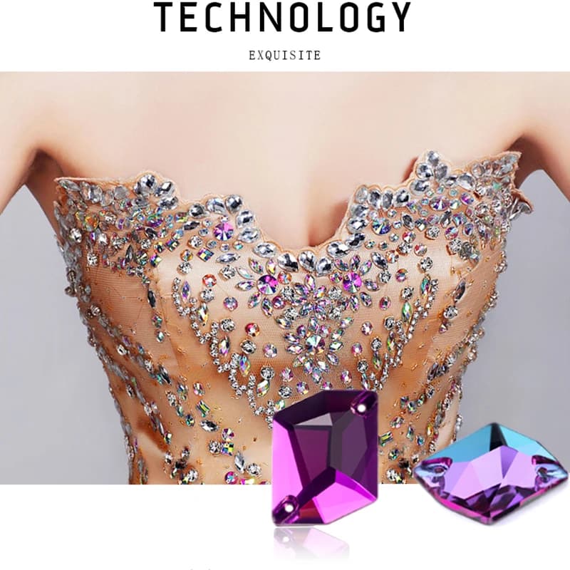 AAAAA Rhombus Rhinestones For Needlework Sew On Stone Color Crystal Glass Rhinestone Sewing DIY Garment Dress Accessories - image 6