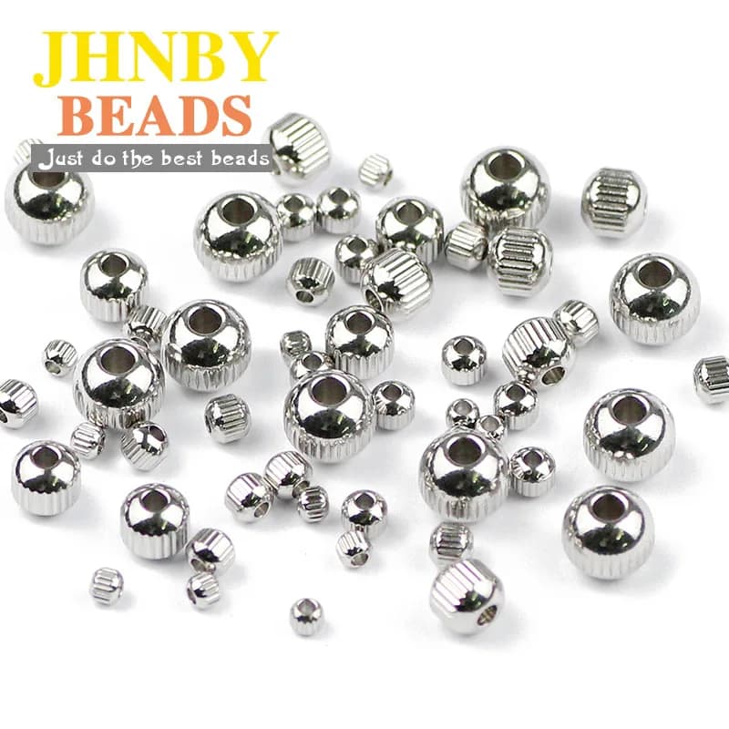 JHNBY 4 Styles Stainless Steel Spacer Beads Ball 3/4/6/8MM Metal Round Loose Beads For Jewelry Bracelets Making DIY Accessories - image 3