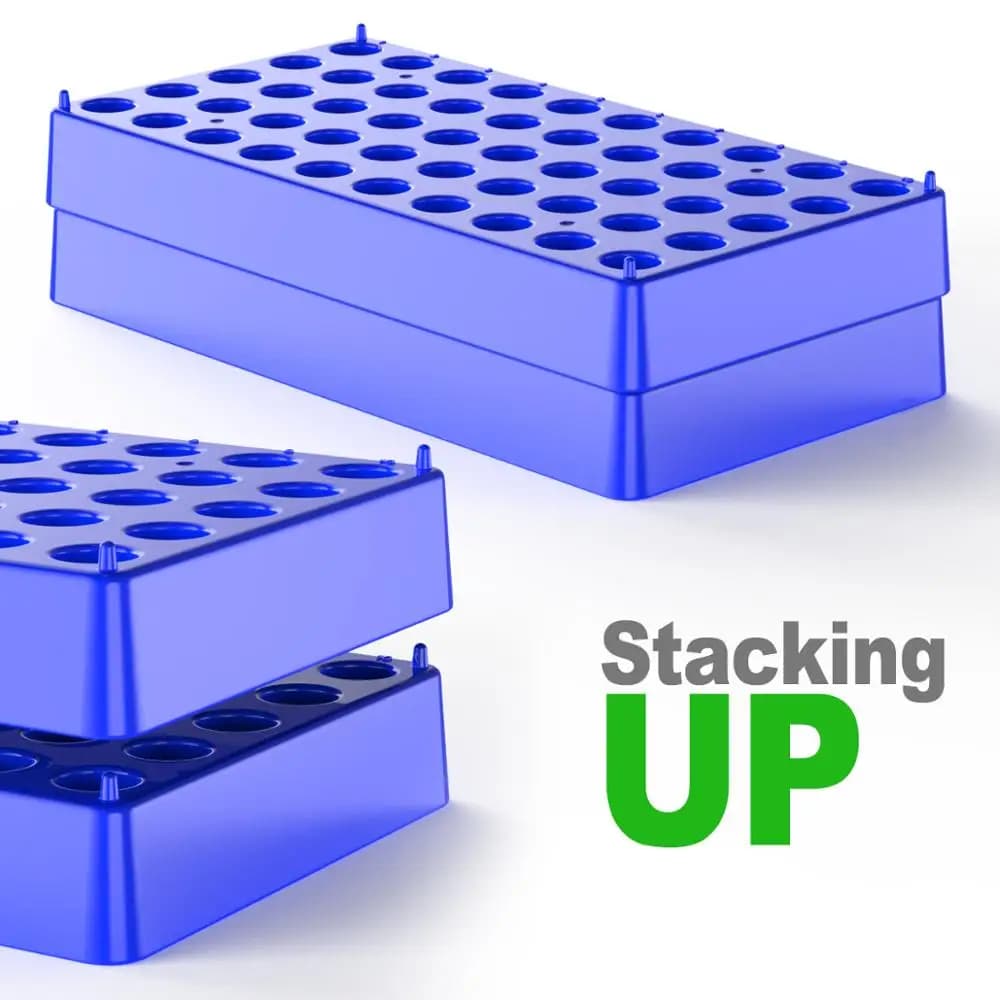2 Pack Plastc Vial Rack 50 Holds Diameter 12mm 1.5/2ml Vials Centrifuge Tube Racks Stackable Lab Supplies by Ks-Tek - image 5