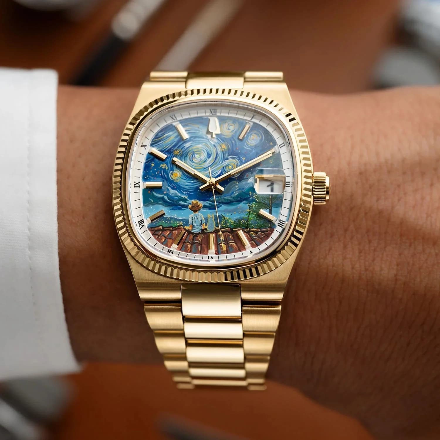 CILOA Square Retro Gold Watch for Men: A Light Luxury Gift, Trendy Fashionable Casual High-Quality New Waterproof Quartz Watch - image 3