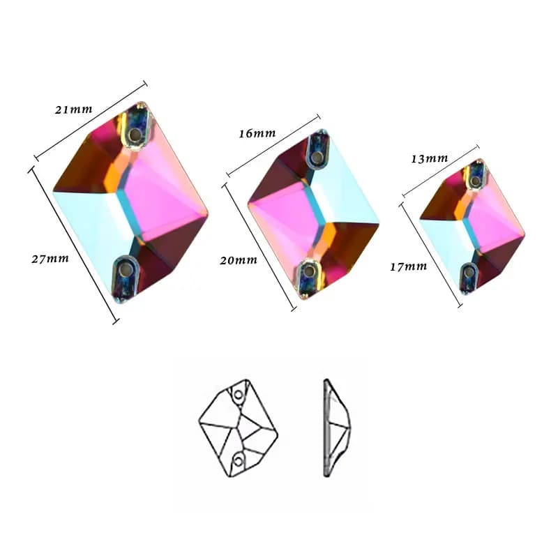 AAAAA Rhombus Rhinestones For Needlework Sew On Stone Color Crystal Glass Rhinestone Sewing DIY Garment Dress Accessories - image 5