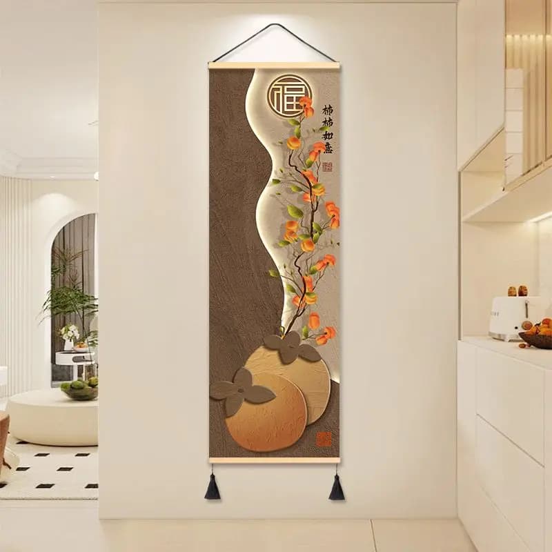 Lucky Persimmon Tapestry Wall Hanging, Modern  Scenery Art for Bedroom Living Room Boutique Hostel Background Home Decor​