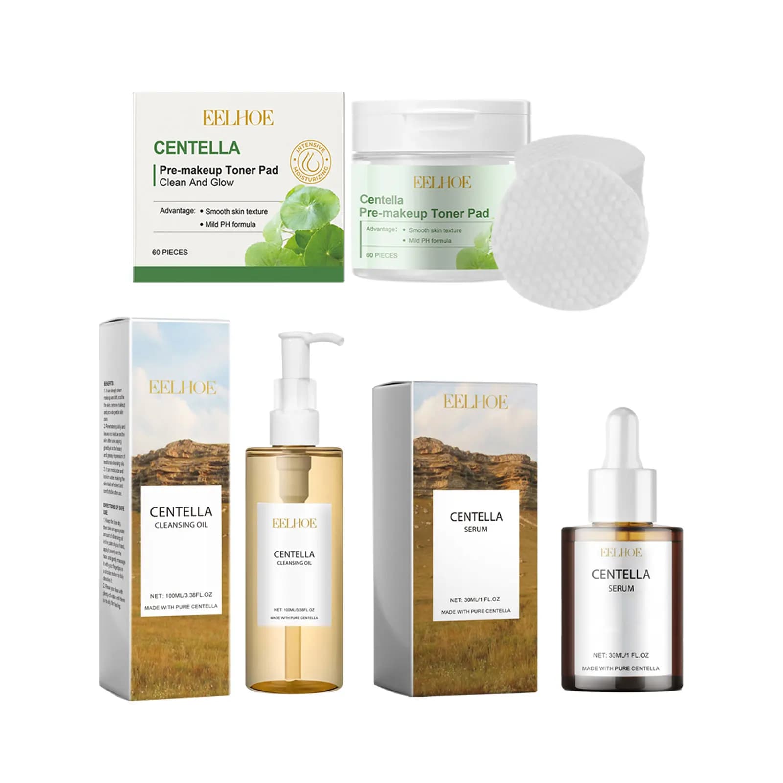 Centella Kit Facial Moisturizing Shrink Pores Acne Remove Dry Skin Brightening Oil Control Hyaluronic Acid Centella Skincare Set - image 3