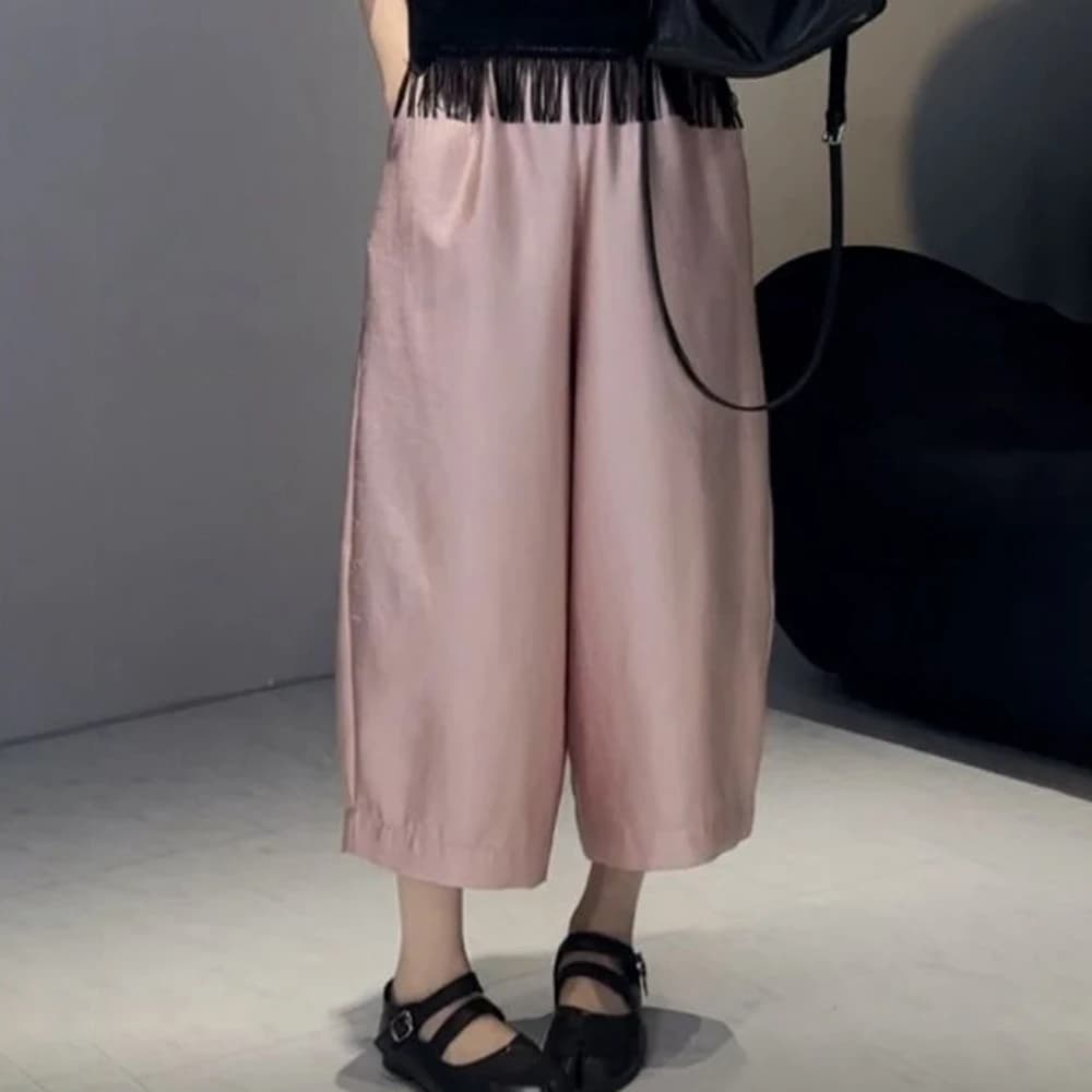Moon pants spring and summer high waist elastic satin profile cut loose casual pants  sweatpants women - image 3