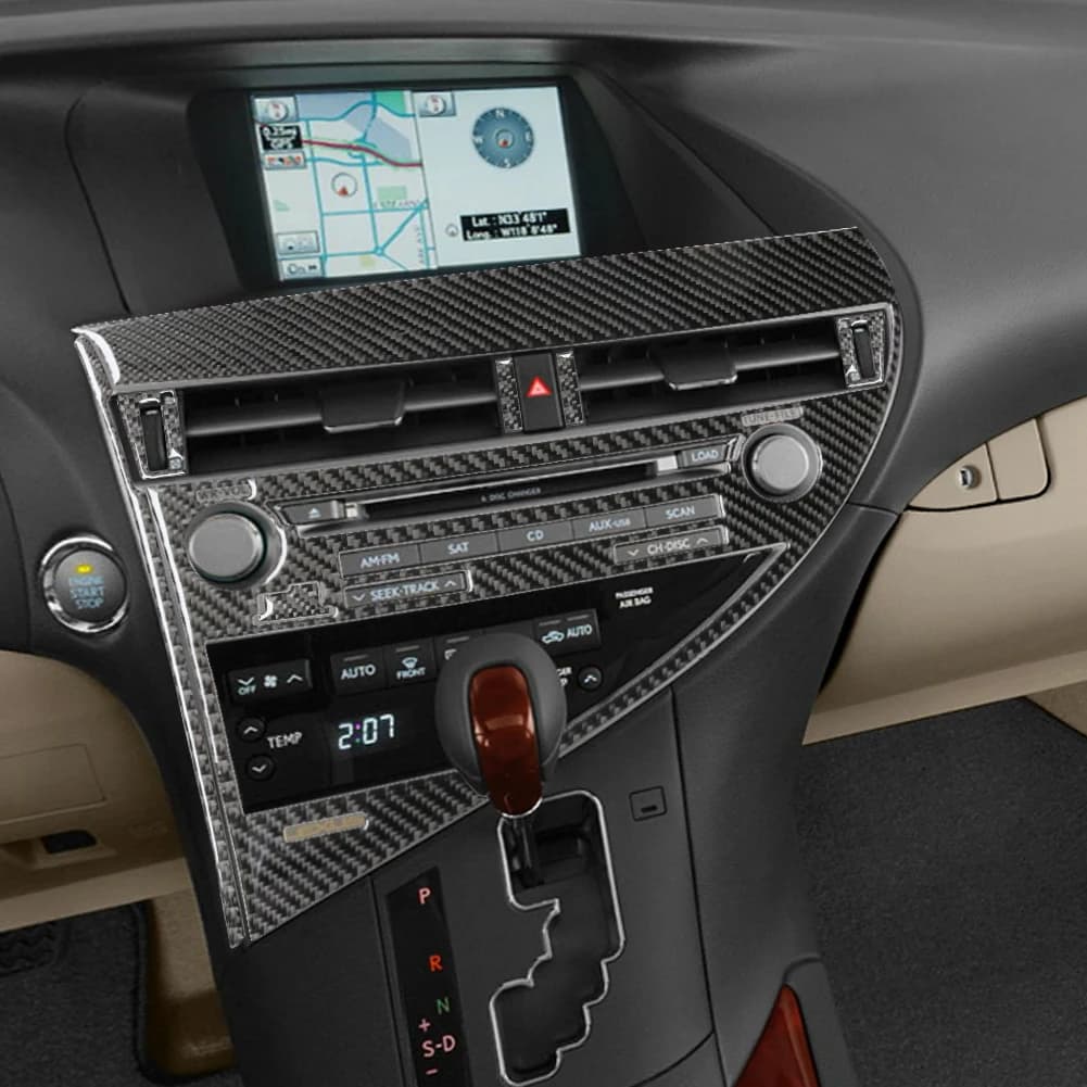 Car Interior Glove Box Steering Wheel Button Door Handle Panel Black Carbon Fiber Trim Sticker For Lexus RX350 RX450 2010-2012 - image 4