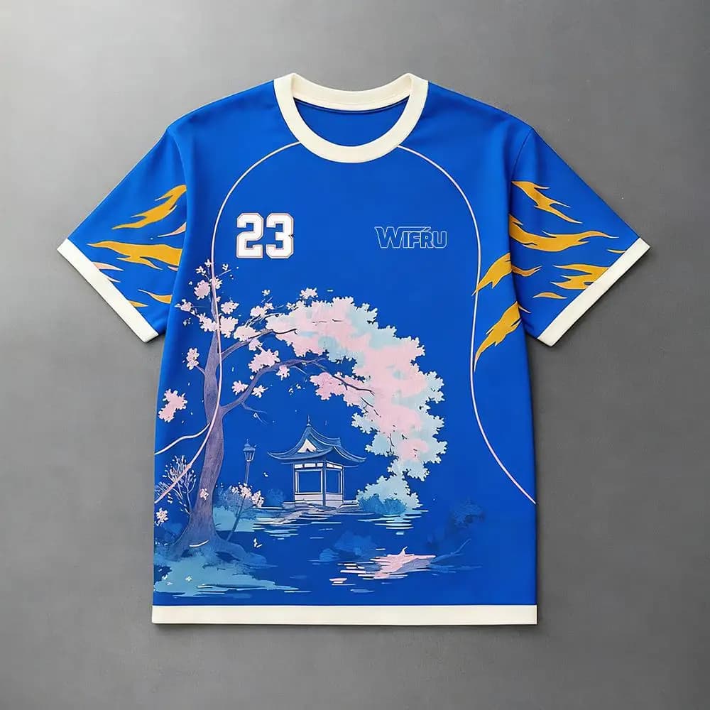 Traditional Ink Painting Graphic Football T-shirt WIFRU Japanese Anime Style Sports Training Jersey Men's Breathable Casual Tops - image 5