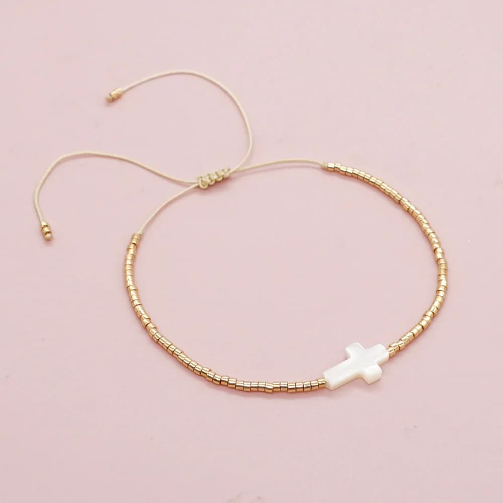 Vlen Cross Bracelet Woman Miyuki Bracelet for Women Jewelry Dainty Beaded Pulseras Mujer