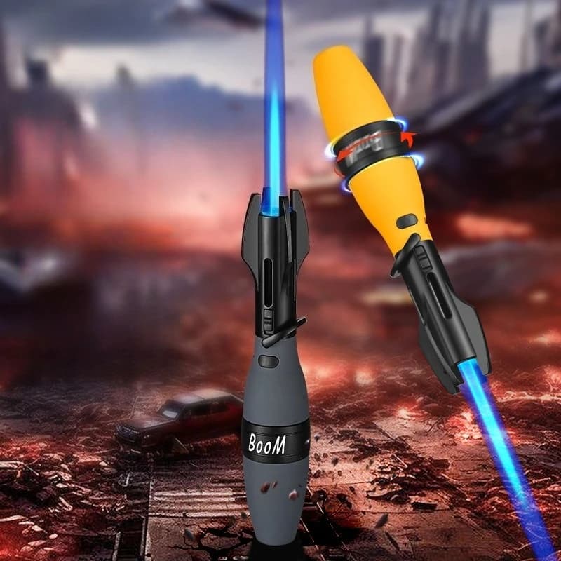 New Rocker Arm Large Flame Shell Outdoor Spray Gun Lighter Windproof Rotatable Pressure Reducing Safety Lock Cigar Lighter - image 4