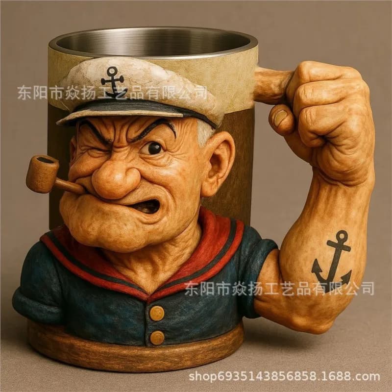 3D Popeye Power Cup Household Decoration Resin Crafts Ornament For Popeye Mug - image 3