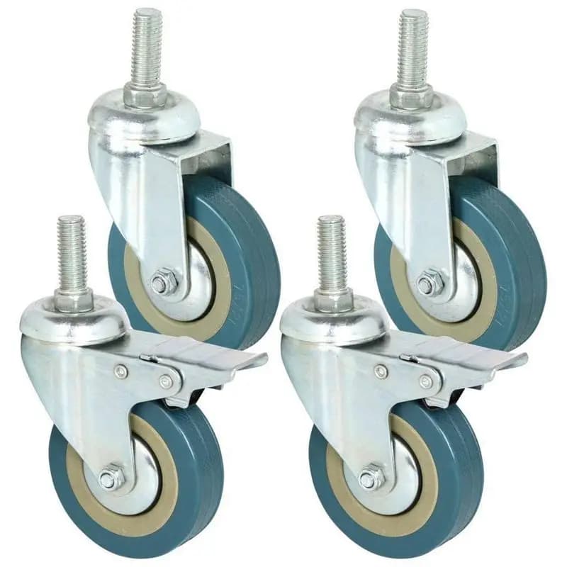 4pcs Heavy Duty 75mm Swivel Castor with Brake Trolley Casters wheels for Furniture