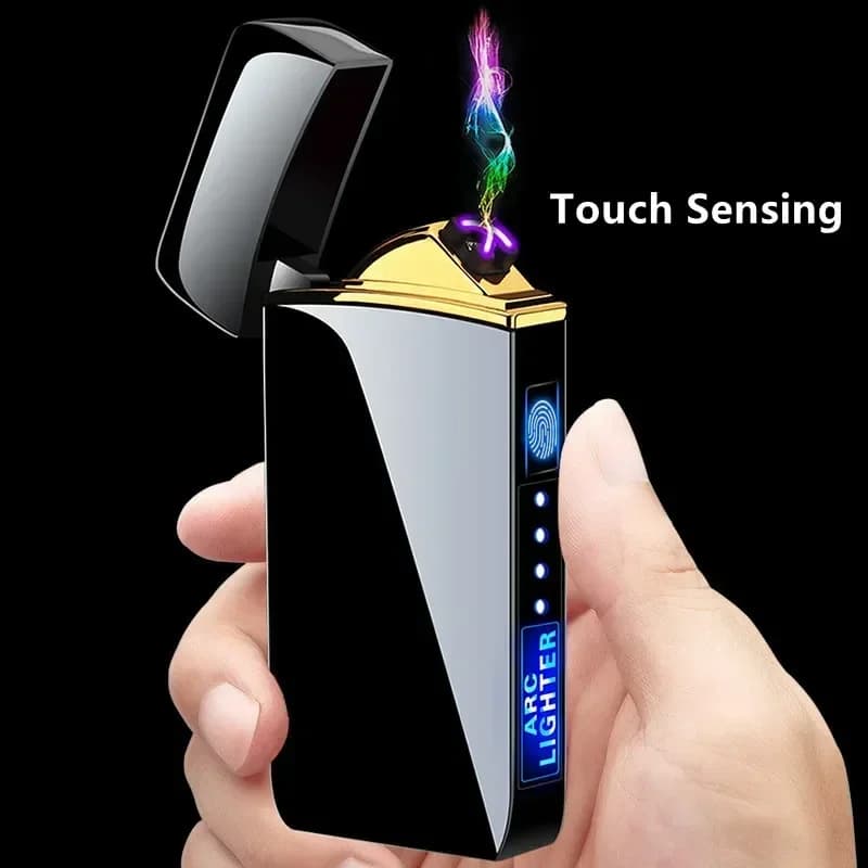 2025 Electric Windproof Metal Lighter Double Arc Flameless Plasma Rechargeable USB Lighter LED Power Display Touch Lighters Gift - image 4