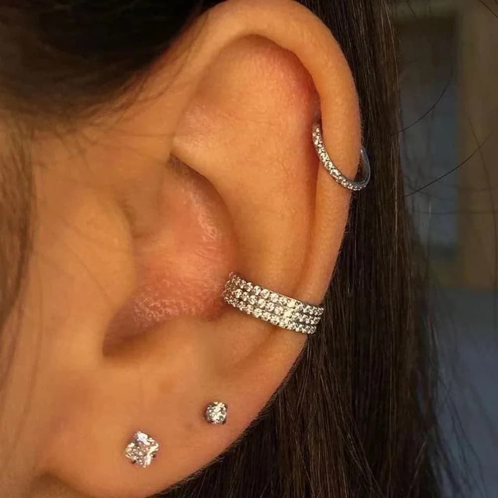 F136 Titanium Piercing Double Layered Triple Stack Hinged 16g Zircon Nose Ring Helix Cartilage CZ Small Cartilage Septum Clicker - image 6