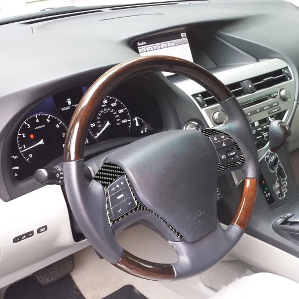 Car Interior Glove Box Steering Wheel Button Door Handle Panel Black Carbon Fiber Trim Sticker For Lexus RX350 RX450 2010-2012 - image 5