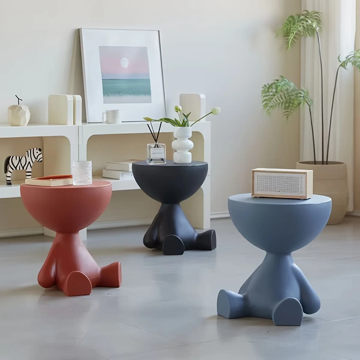 Modern Creative Bear-shaped Plastic Bedside Table Multifunctional Nightstand Suitable for Living Room Bedroom Storage - image 6