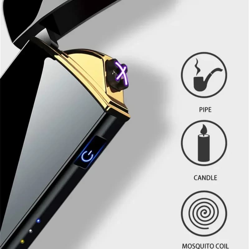 2025 Electric Windproof Metal Lighter Double Arc Flameless Plasma Rechargeable USB Lighter LED Power Display Touch Lighters Gift - image 3