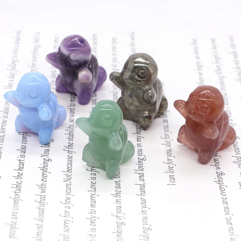 1.2" Cute Cartoon Turtle Figures Natural Stones Carved Anime Statue Healing Crystals Animals Room Ornaments Kids Christmas Gifts - image 3