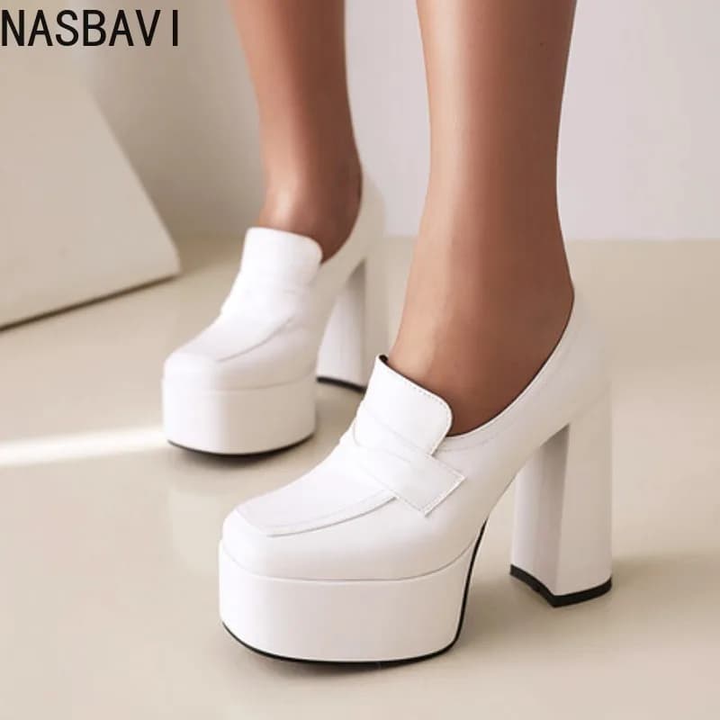 Big Size Shoes Woman Sandals Ladies Brief Pumps Square Heel Round Toe 2025 Basketball Platform Large African Sweet Straps Block