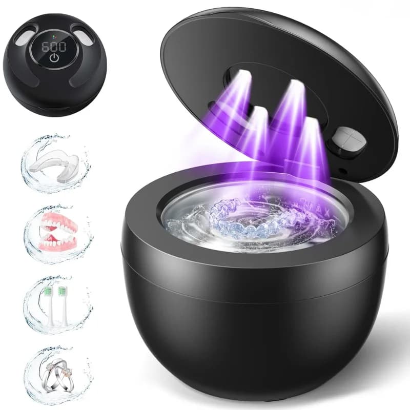 Dental Ultrasonic Retainer Cleaner Machine - 45kHz Dental Cleaning Pod Capacity for Denture,Mouth Guard,Night Guard,Braces