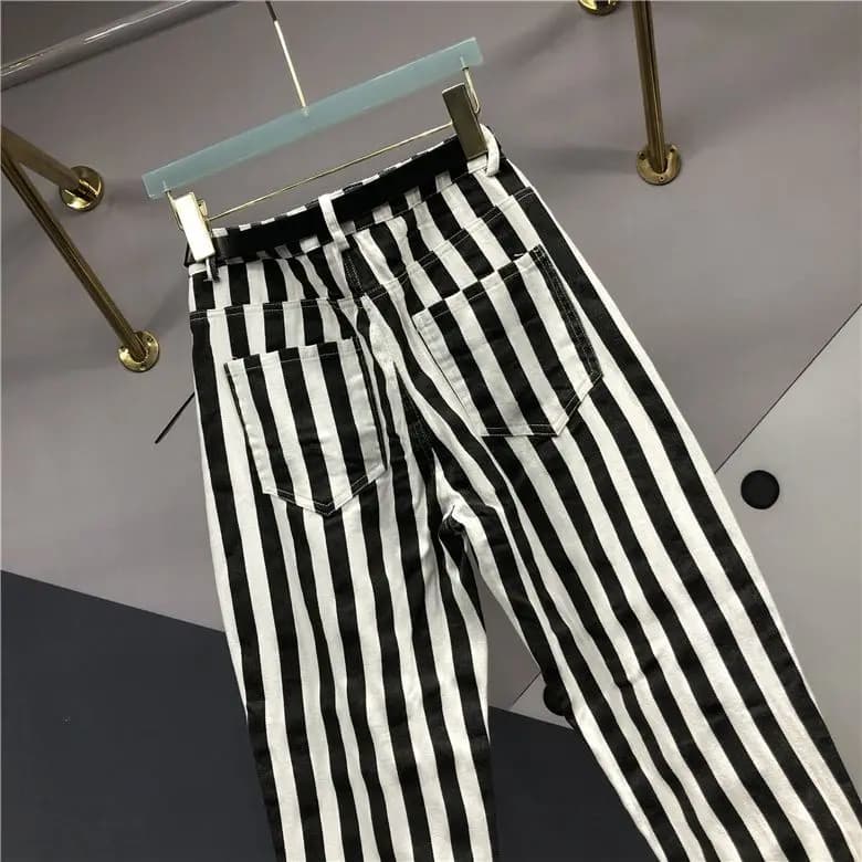 Stretch Casual Ankle-length Harem Pants for Women 2023 New Spring Autumn All-match High Waist Streetwear Casual Striped Trousers - image 4