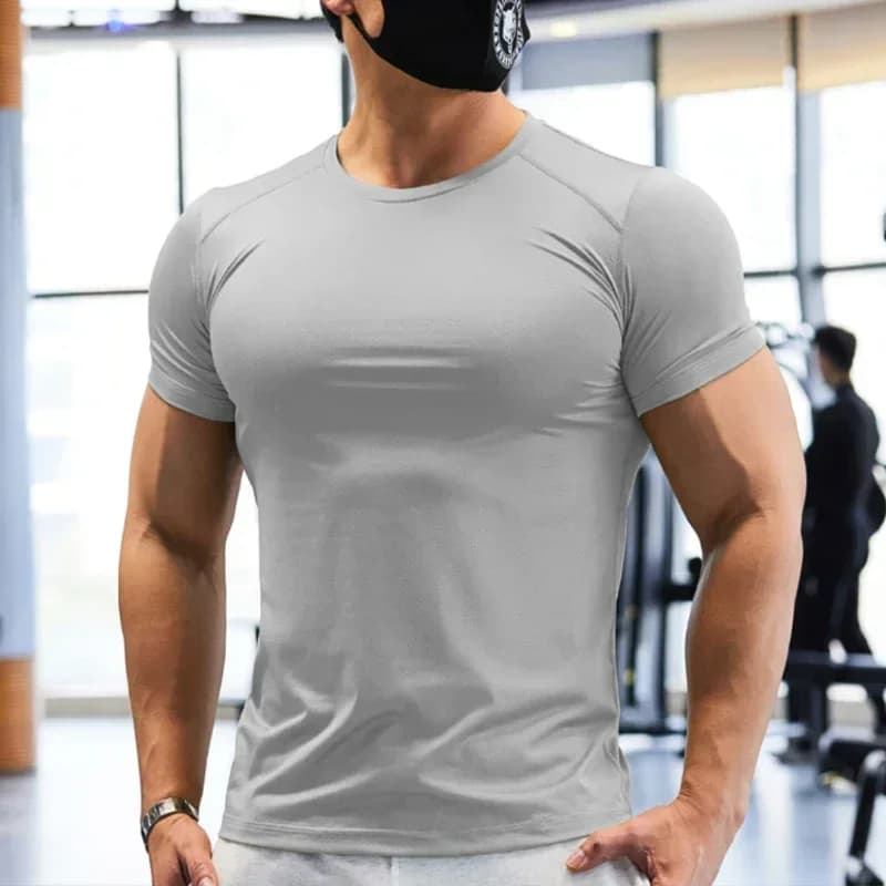 Gym T-shirt Man Plus Size Dry Fit Men's Sports T-shirts Sweatshirt Tops Plain Color Muscle Training Activewear Yoga Clothes Tee - image 4