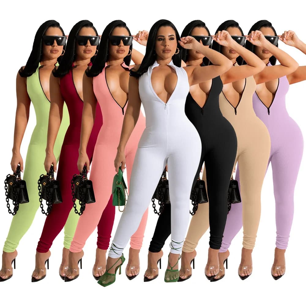 Plus Size Fitness Overalls Yoga Women's Sportswear Gym Zipper Jumpsuits Workout High-intensity Sportswear One-piece Skin-tight