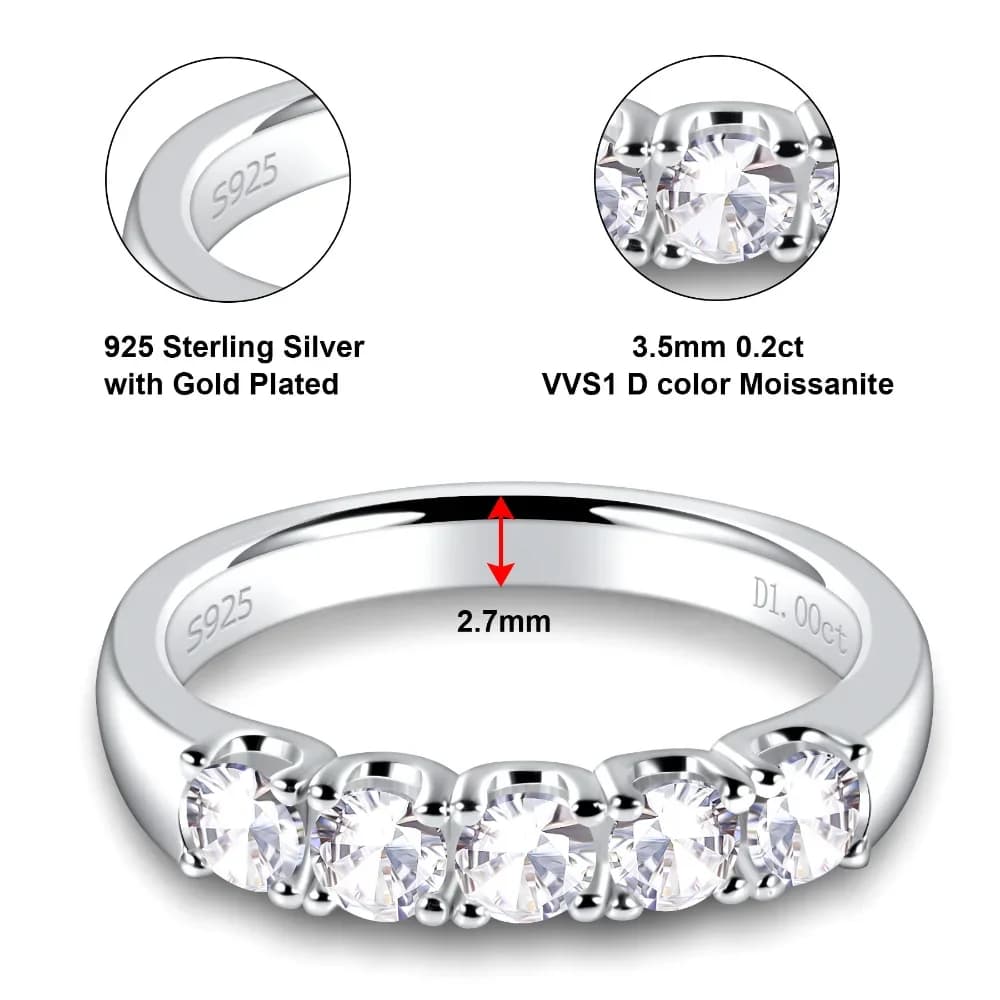 M-JAJA 3.5mm Moissanite Ring for Women S925 Sterling Silve D Color VVS1 Diamond Couple Promise Rings Wedding Band Fine Jewelry - image 3
