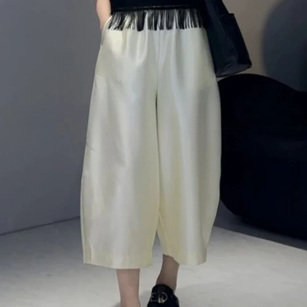 Moon pants spring and summer high waist elastic satin profile cut loose casual pants  sweatpants women - image 5