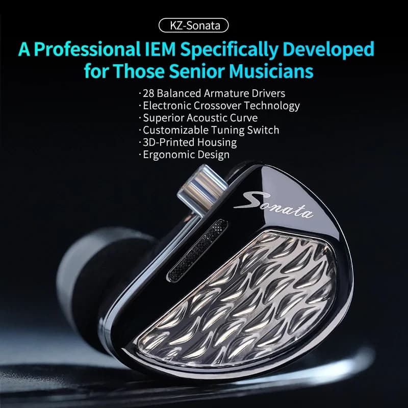 KZ Sonata 28BA Upgraded HIFI Headset In ear Adjustable Balanced Armoured Unit Wired Gaming Headset - image 3