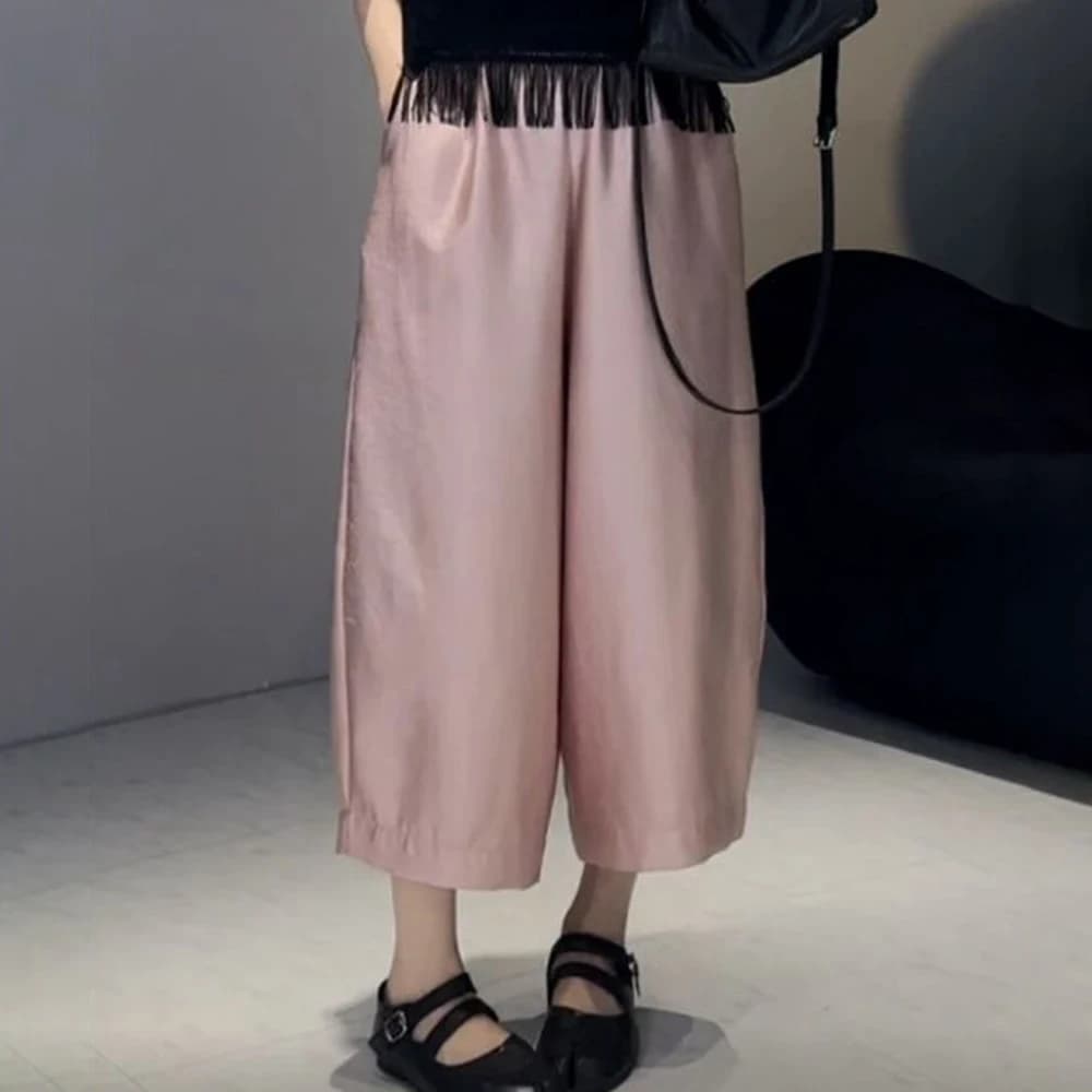 Moon pants spring and summer high waist elastic satin profile cut loose casual pants  sweatpants women - image 6