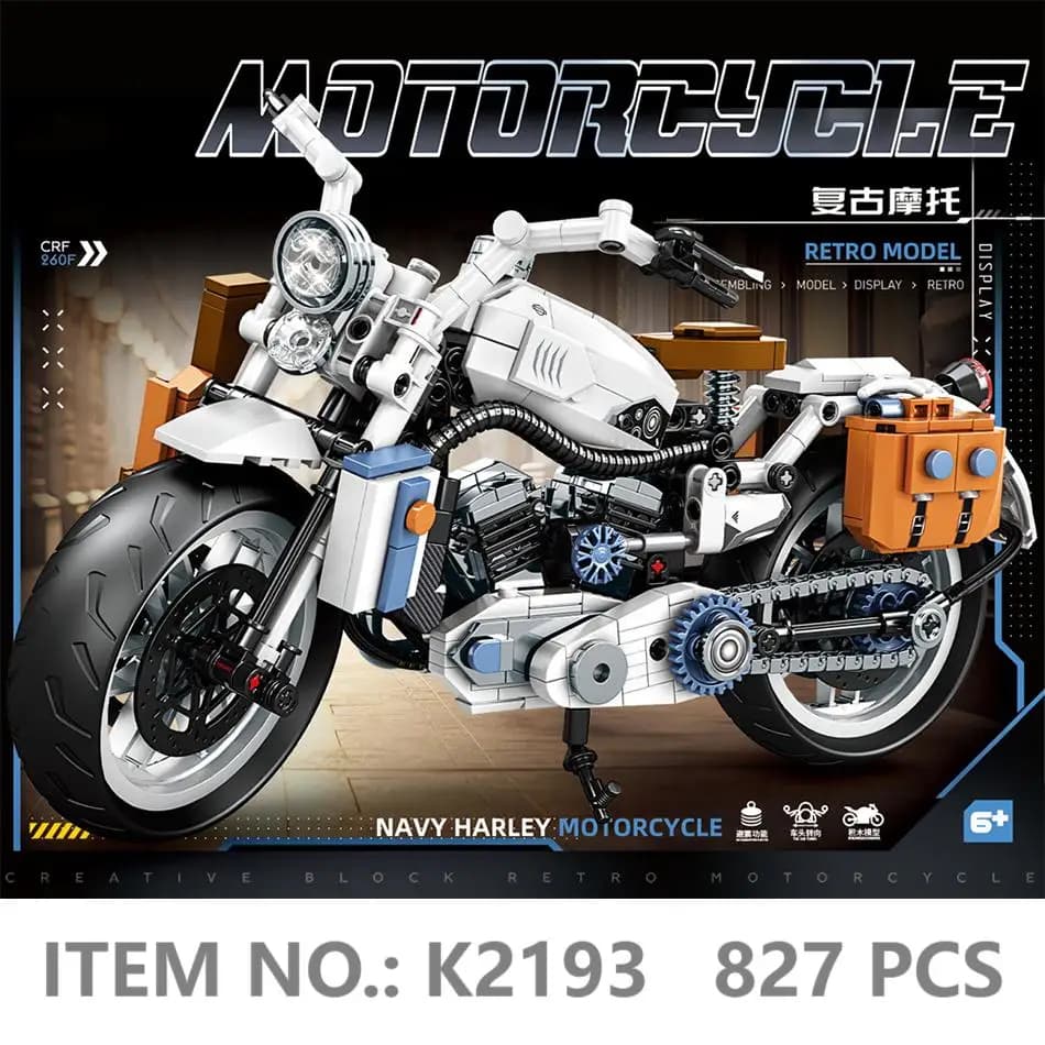 MOC Technical Motorcycle Moto Car Model Building Blocks Retro Racing Motobike Vehicles Model Bricks DIY Toys For Children Gifts - image 5