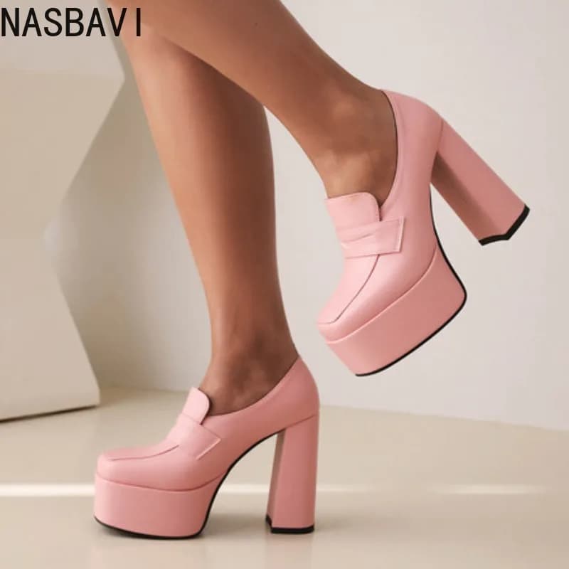 Big Size Shoes Woman Sandals Ladies Brief Pumps Square Heel Round Toe 2025 Basketball Platform Large African Sweet Straps Block - image 3