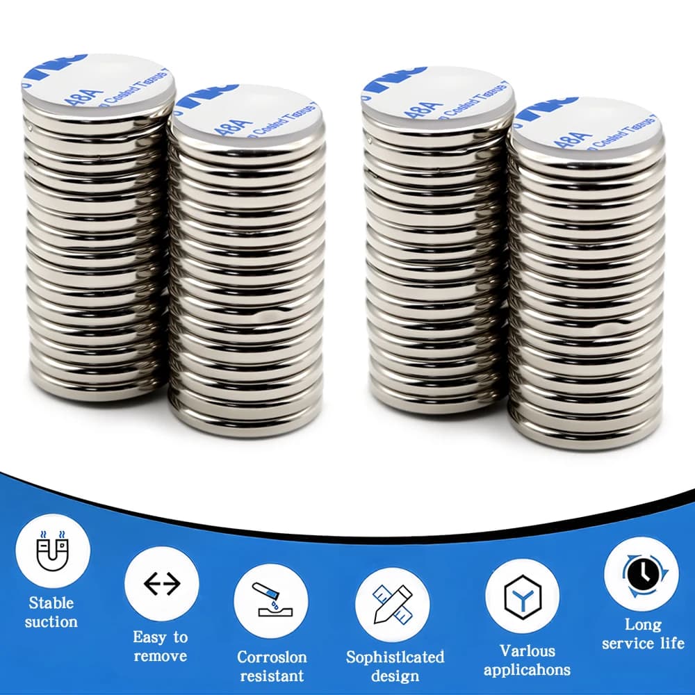 20x3mm N35 Super Strong Neodymium Magnet Round With Double-sided Adhesive NdfeB Powerful Permanent imans Refrigerator Magnets - image 3