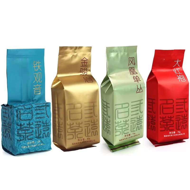Cost-effective Tie GuanYin Aluminum Foil Bag Colorful Famous China Tea Bags DaHongPao JinJunMei 4-pack Customize Combination Bag