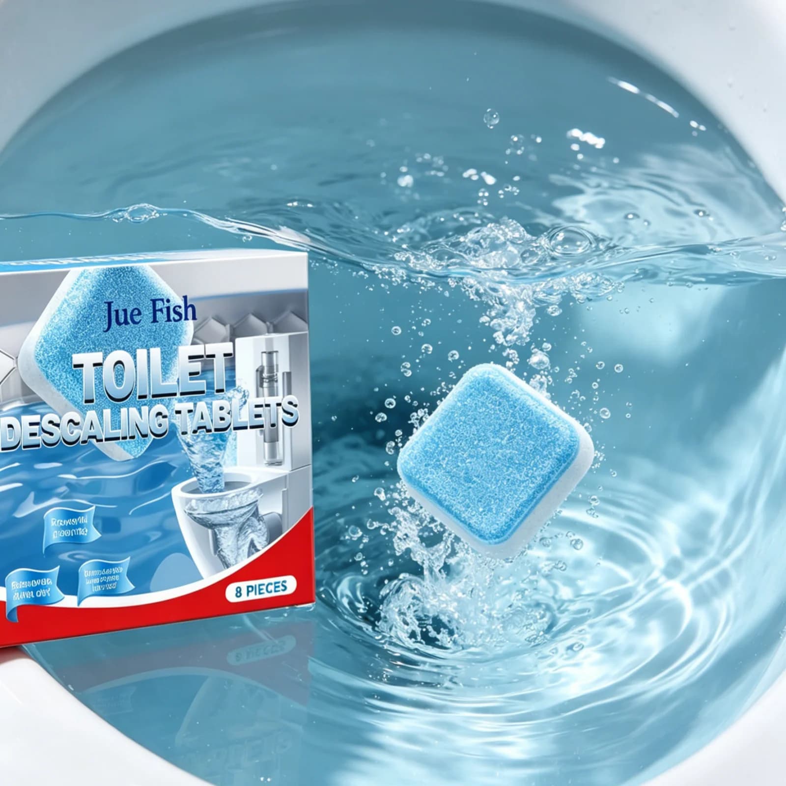 Jue Fish Toilet Descaling Tablets Powerful Cleaning Remove Stubborn Stain Long Lasting Freshness Toilet Cleaner Tablets 8 Pieces - image 4