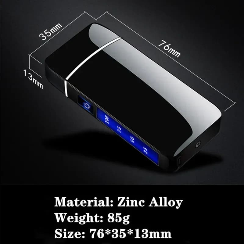 Touch Sensing Metal Electric Outdoor Windproof Lighter Dual Arc Flameless Plasma USB Rechargeable Lighters Digital Power Display - image 6