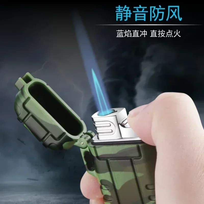 Outdoor Waterproof Lighter with Lanyard Portable Blue Flame Jet Lighter Butane Turbo Cigar Lighter Camping Wading Men's Gadgets - image 5