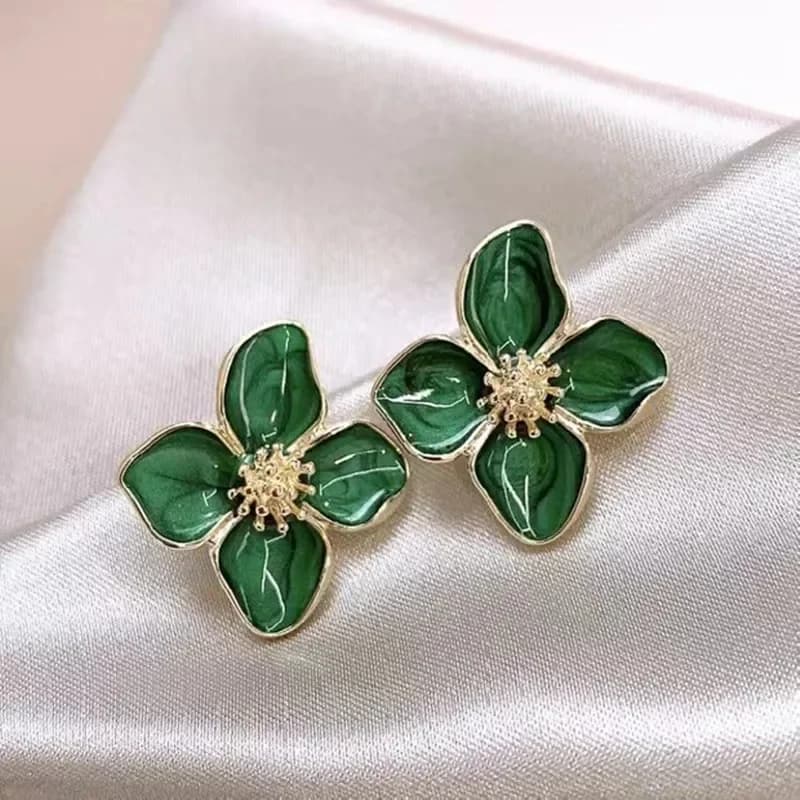 Fashion Korean Women Retro Drip Glaze Red Flower Earrings Women for Delicate Earrings Luxury Couple Engagement Jewelry Gift - image 4