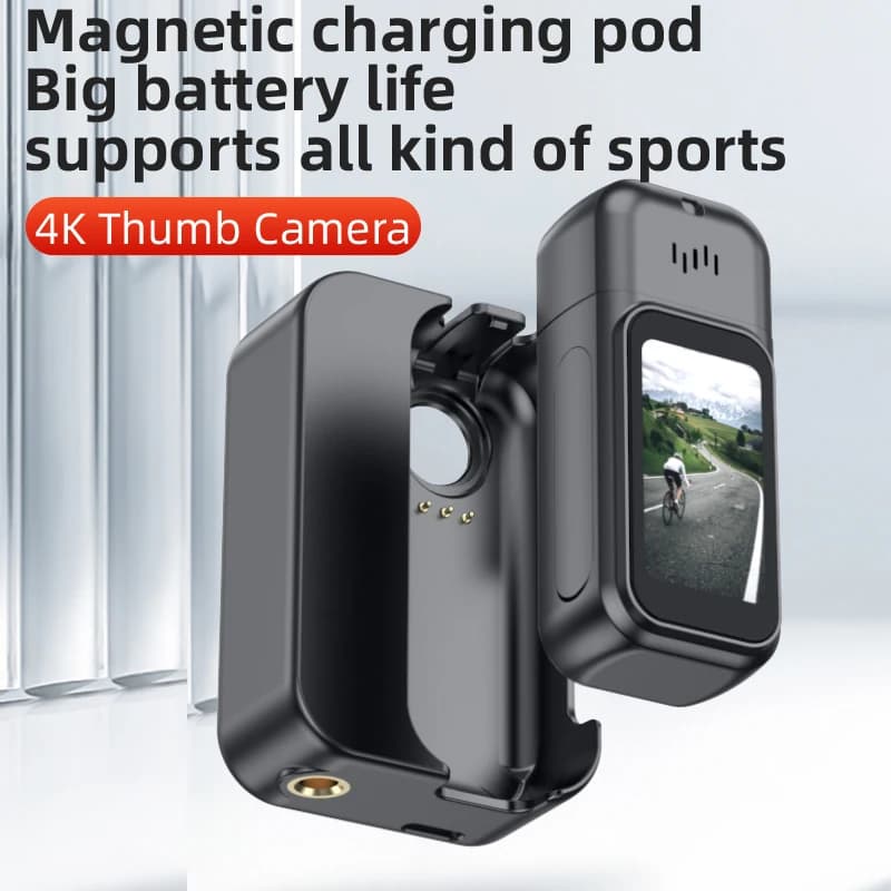 4K 1080P Wearable Body Worn Action Thumb  Camera Charging Pod Hands Free Recording Portable Camcorder For Work Travel Cycling
