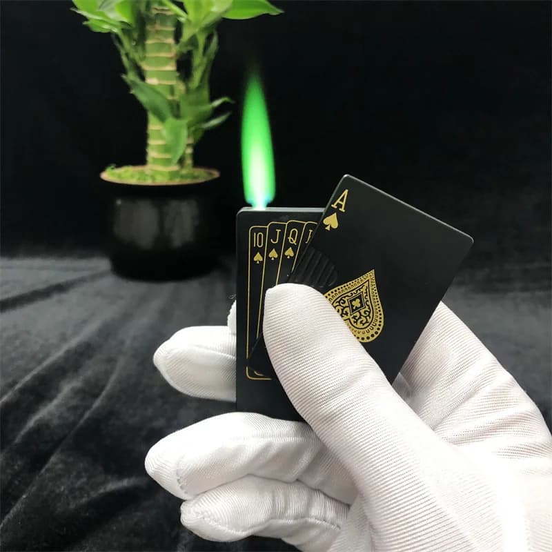 New metal green/red flame poker inflatable lighter, fashionable and cool windproof butane gas lighter, men's and women's gift - image 4
