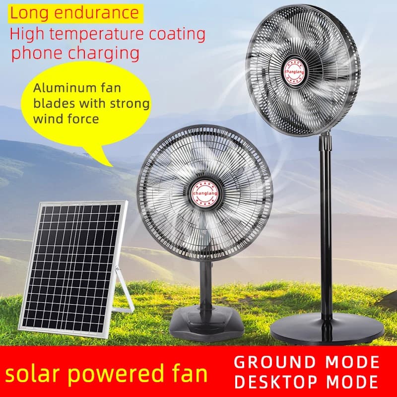 16 Inches Rechargeable 12V Fan Outdoor Solar Floor Fans Travel Portable Desktop Air Conditioner Camping High Wind pedestal fans - image 4