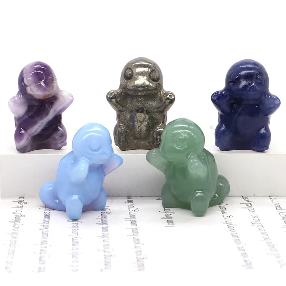 1.2" Cute Cartoon Turtle Figures Natural Stones Carved Anime Statue Healing Crystals Animals Room Ornaments Kids Christmas Gifts - image 4