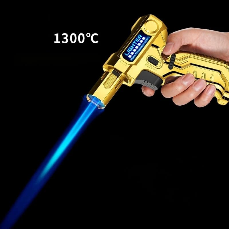 Windproof Direct Spray High Flame Welding Gun Inflatable Lighter Metal Safety Lock Kitchen Cigar Outdoor Camping Lighter