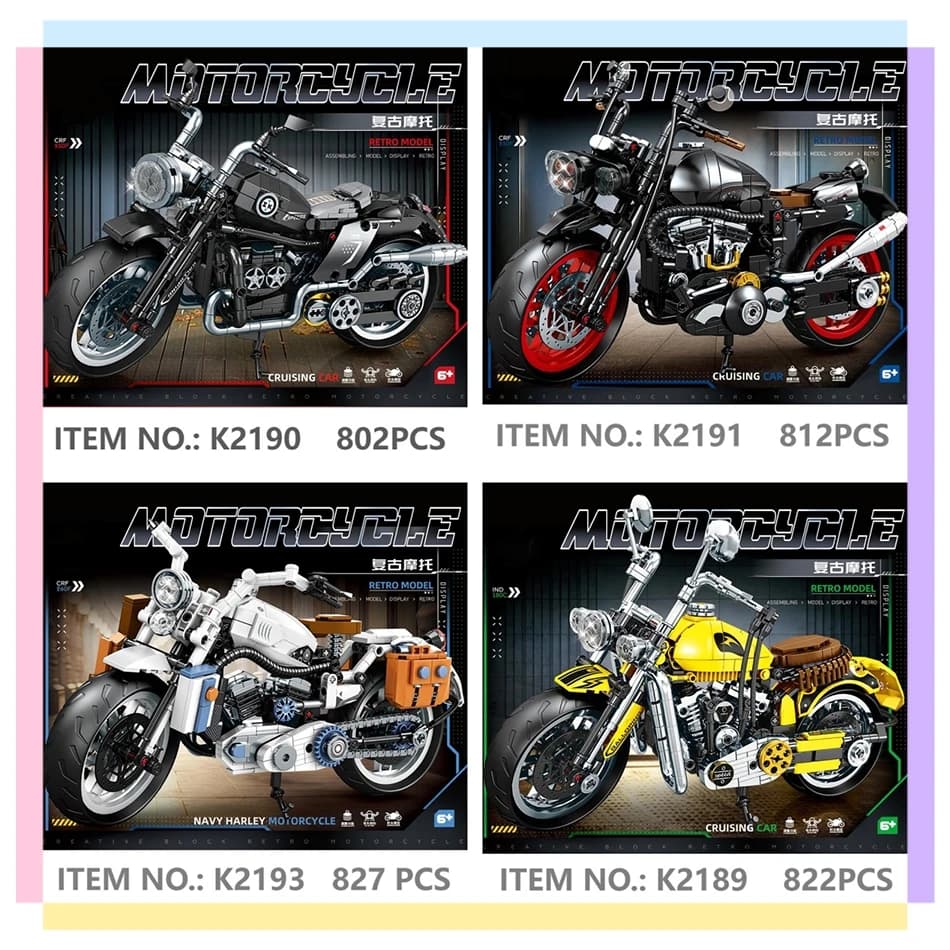 MOC Technical Motorcycle Moto Car Model Building Blocks Retro Racing Motobike Vehicles Model Bricks DIY Toys For Children Gifts - image 6