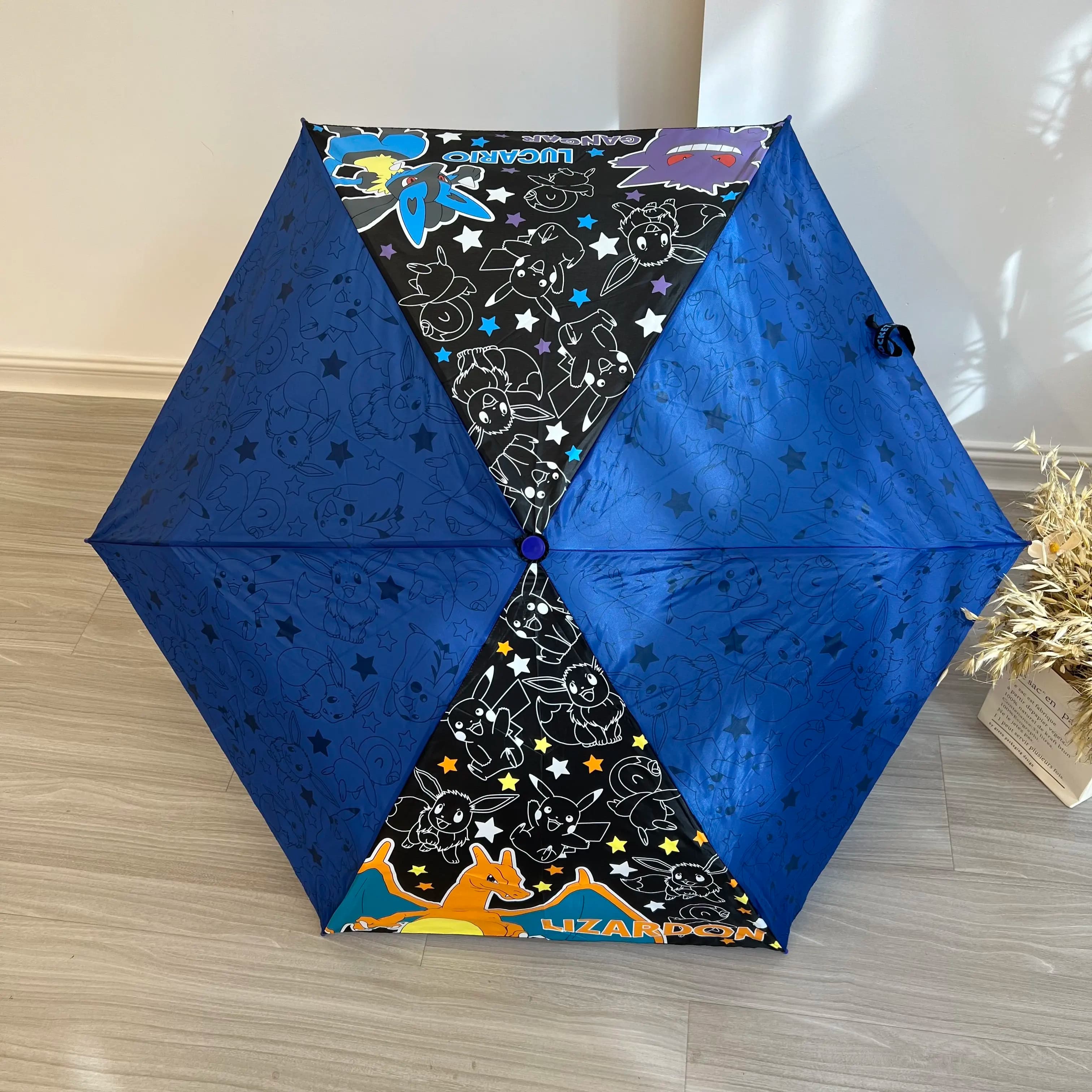 HotSale Pokemon Folding Umbrella Lucario Gengar Pikachu Compact Lightweight Rainproof UV Protection Anime Collectible Gift Fans - image 6