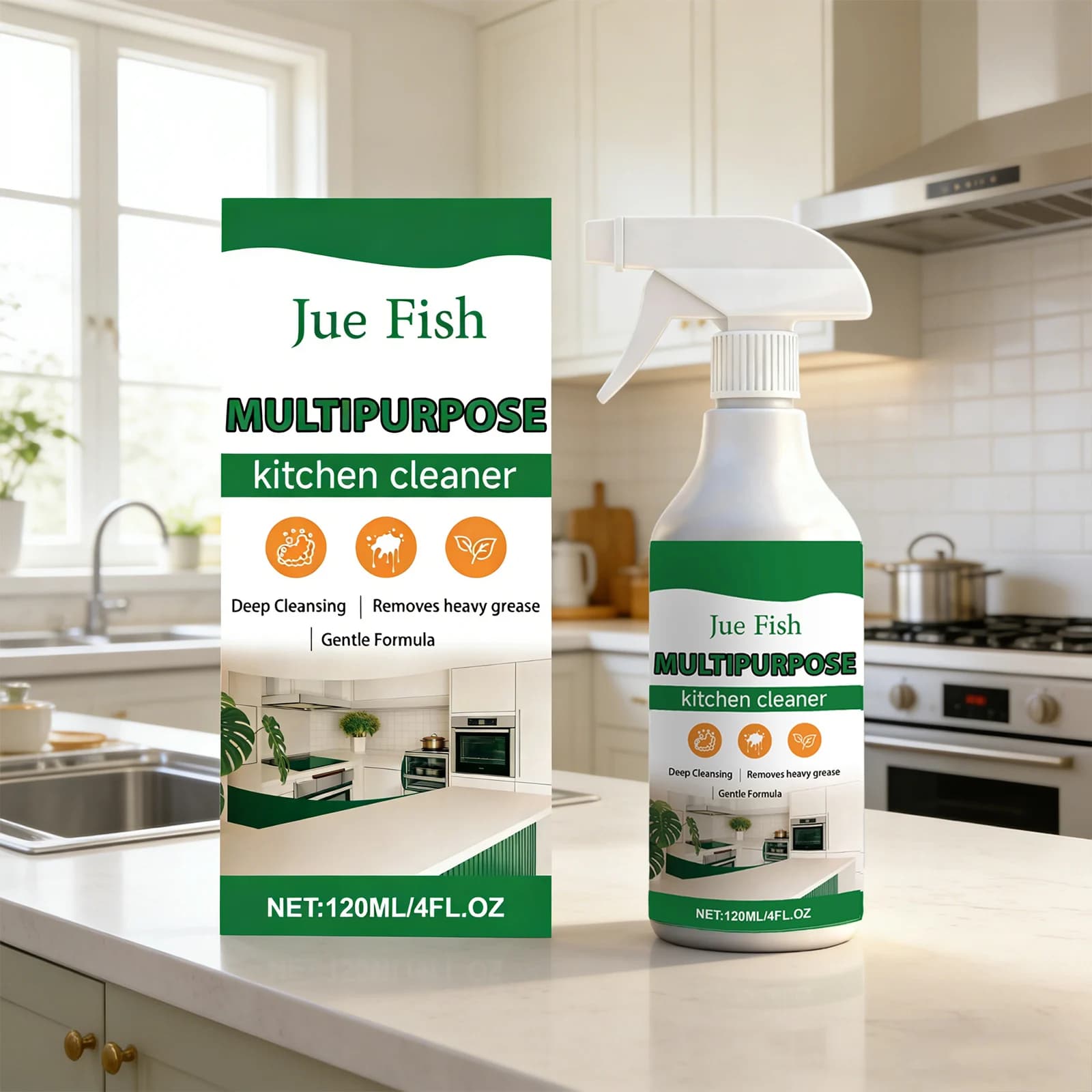 Jue-Fish Multi Purpose Kitchen Cleaner Deep Cleaning Range Hood Remove Heavy Grease Gentle Formula Powerful Stove Cleaning Spray - image 3