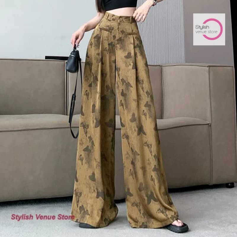 Korean butterfly satin drape relaxed fashion temperament wide-leg pants women's spring and summer high waist slim casual pants. - image 5