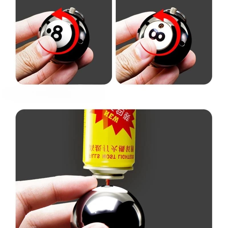 New Billiards Shaped Luminous Rotating Inflatable Lighter Keychain Personalized Men's Smoking Cool Gift Cigarette Accessories - image 6