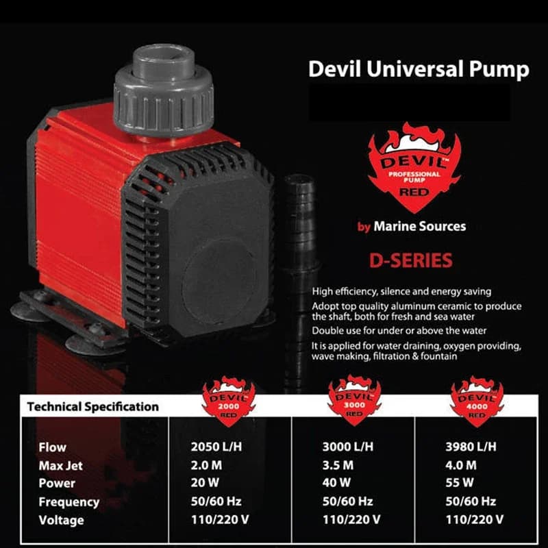 Marine Source Devil D900 D2000 D3000 D4000 Amphibious Submersible Pump Circulating Water Pump for FIsh Tank - image 3