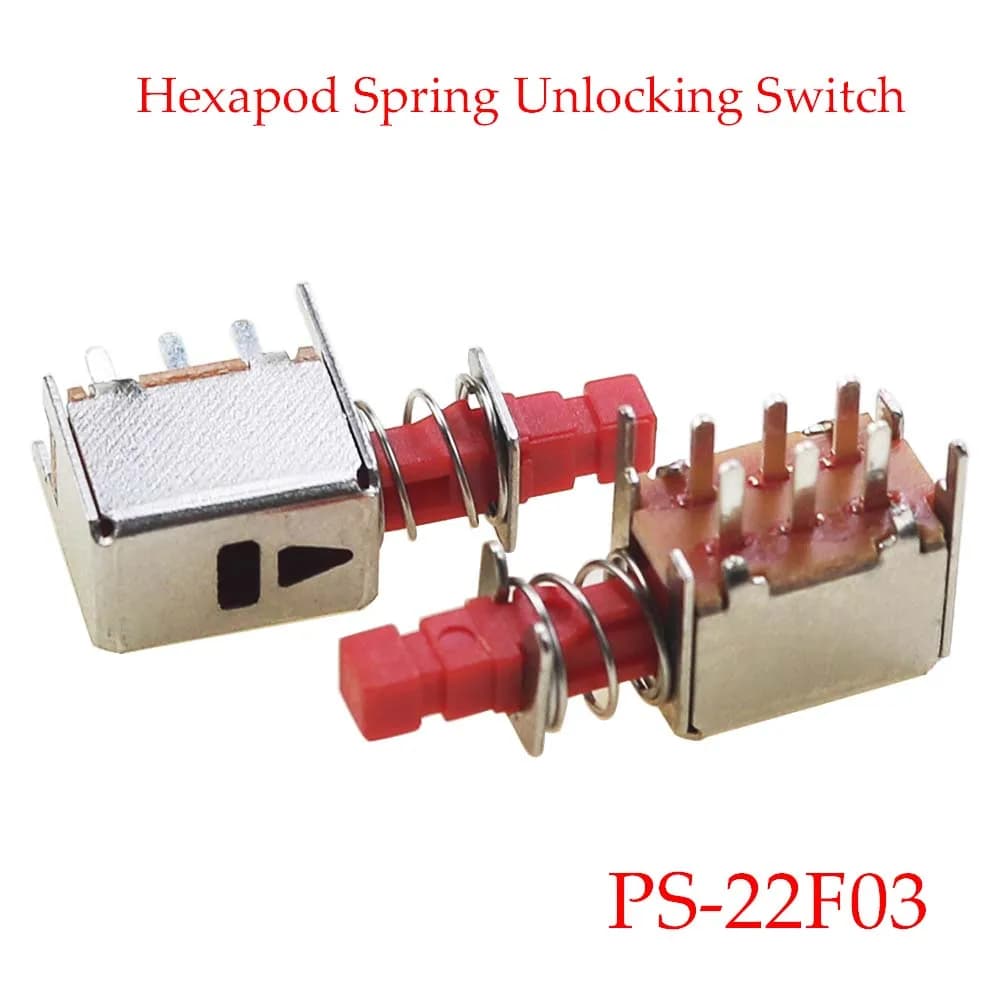 1PC PS-22F03 PS-22F02 Right Angle PCB Latching Push Button Switch with Cap DPDT Double Pole Self/No-Locking Key Power  6Pin A03 - image 5